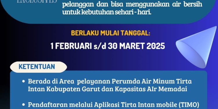 Hari Jadi Garut ke-212, Perumda Tirta Intan Garut Berikan Keringanan Biaya Pasang Baru Sambungan Rumah